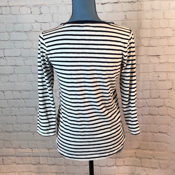 J Crew blu striped 3/4 length sleeve - Picture 3 of 5